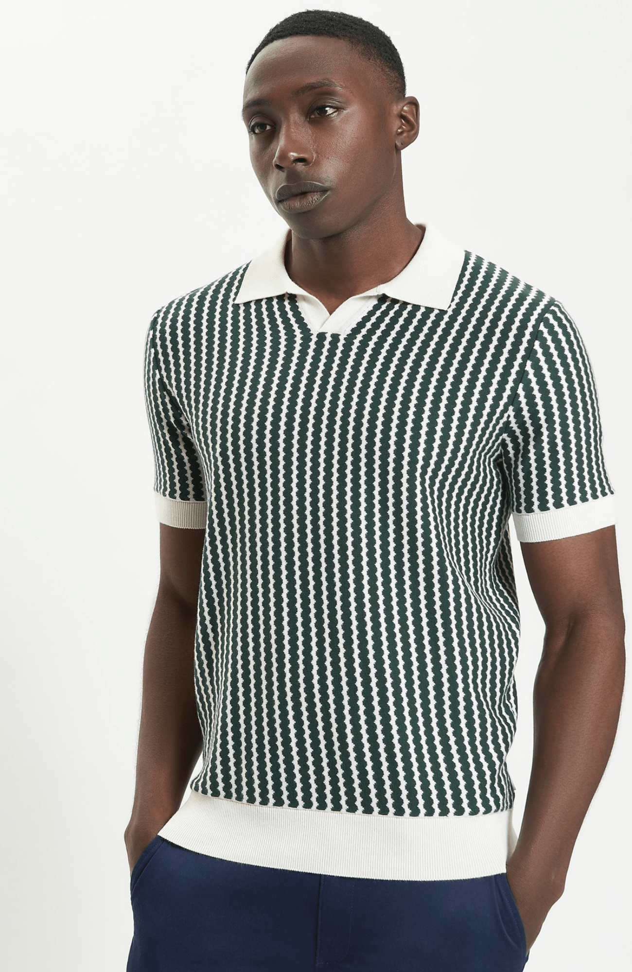 Vertical Wave Knitted Polo