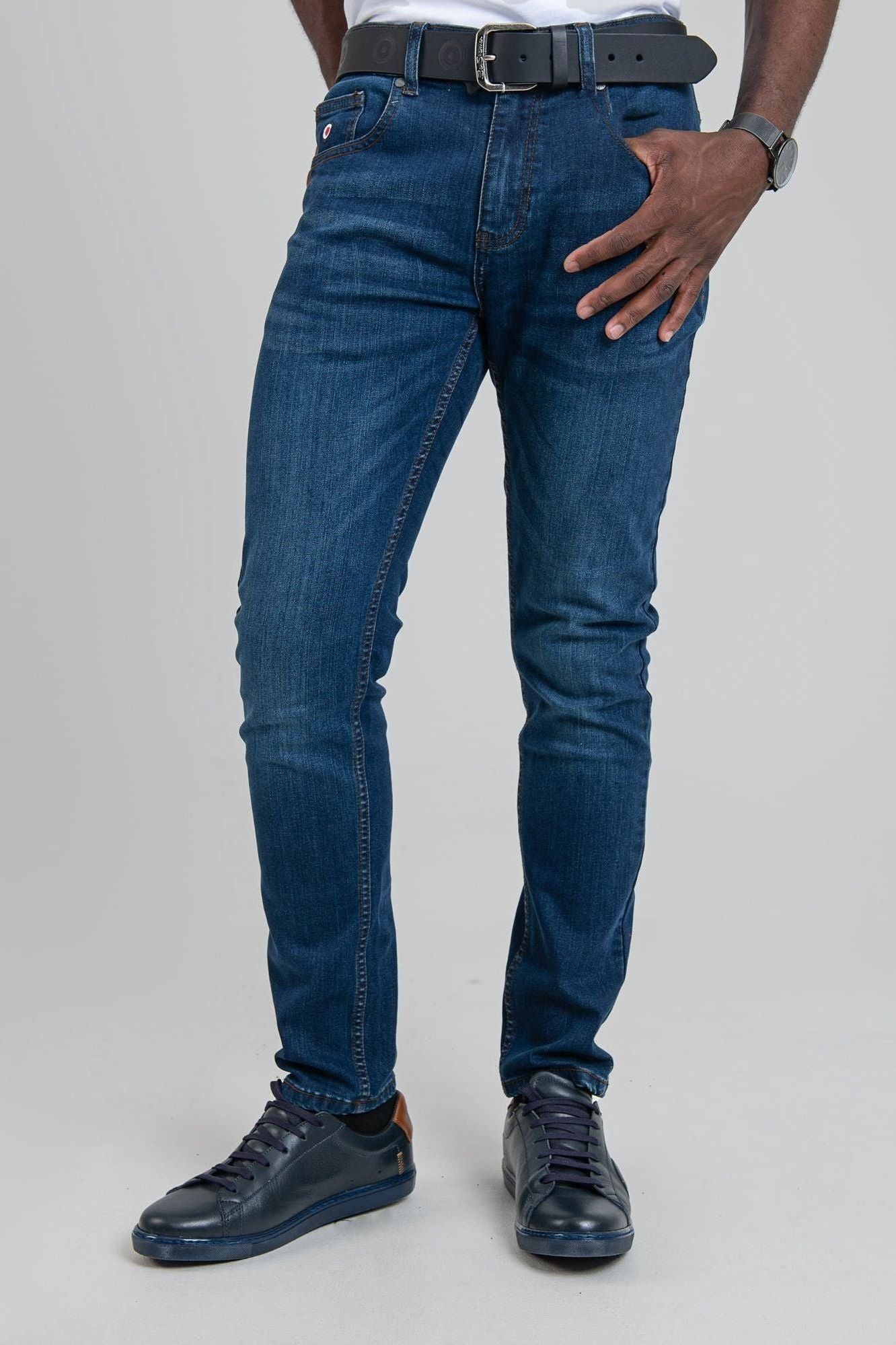 『TEN BDP DENIM BLUE S』 Ben Sherman Men's Mid Blue Essentials Slim Fit Denim Jeans – Ben