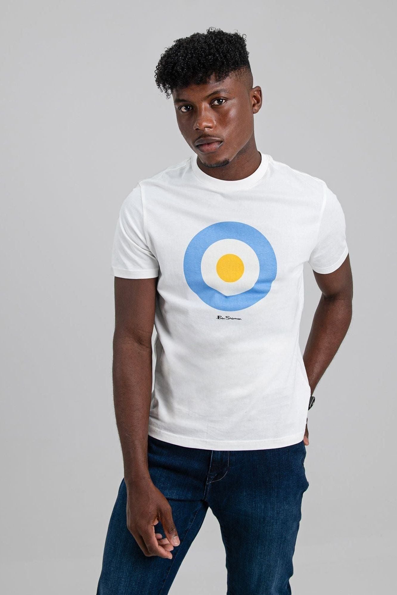 Target Tee - Ivory/Blue