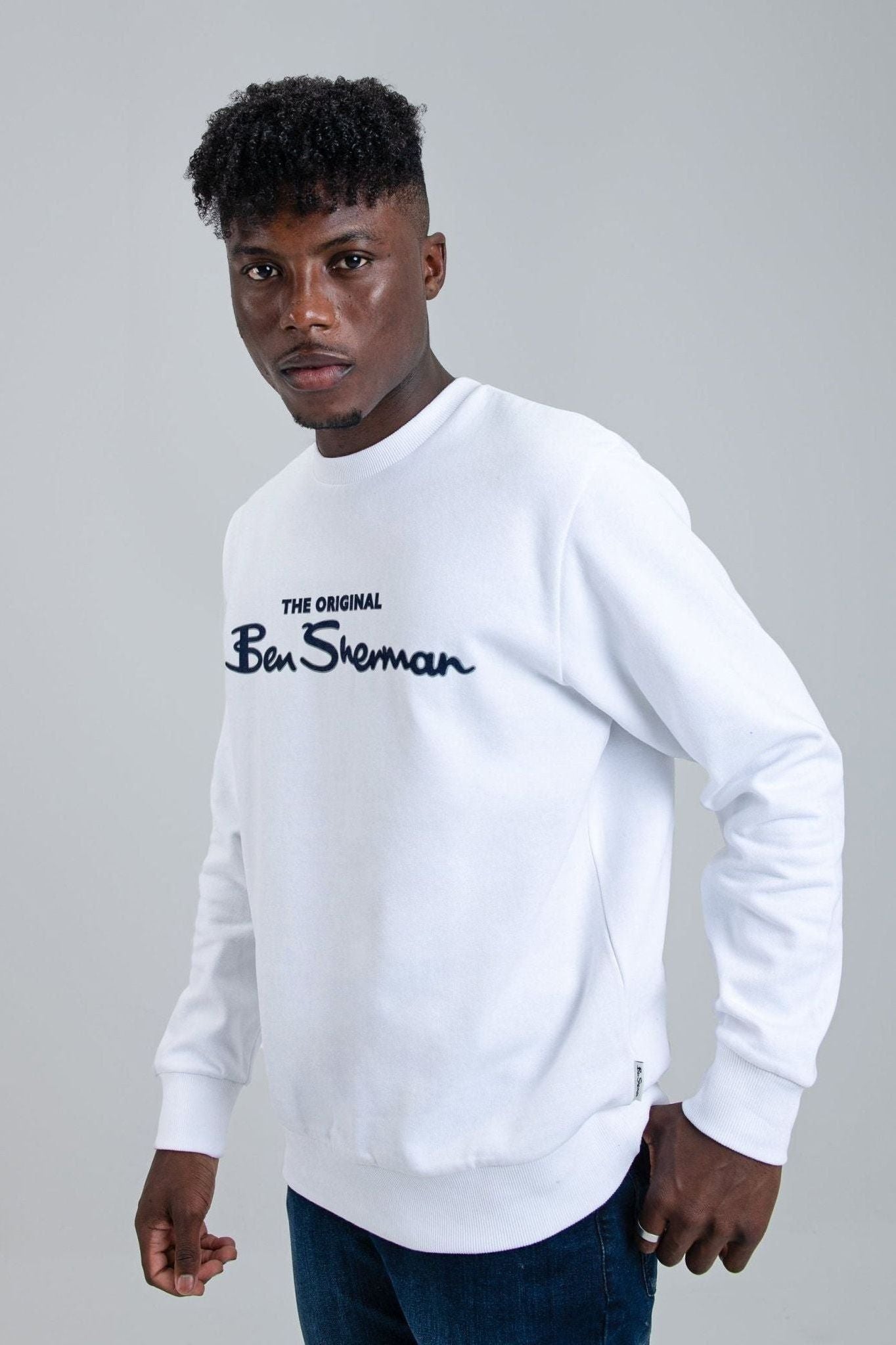 Signature Flock Crew Fleece - White