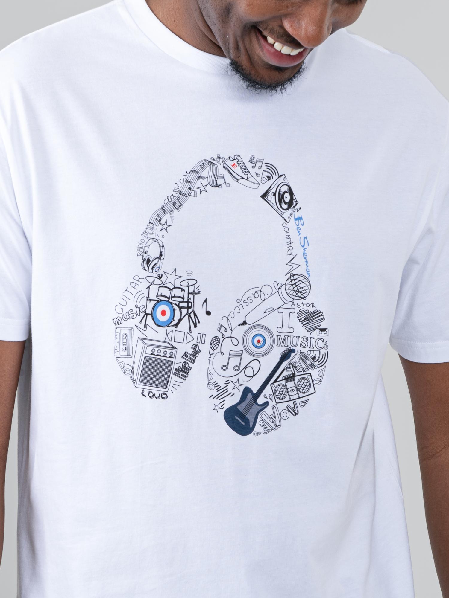 Typography Headphones Tee - White