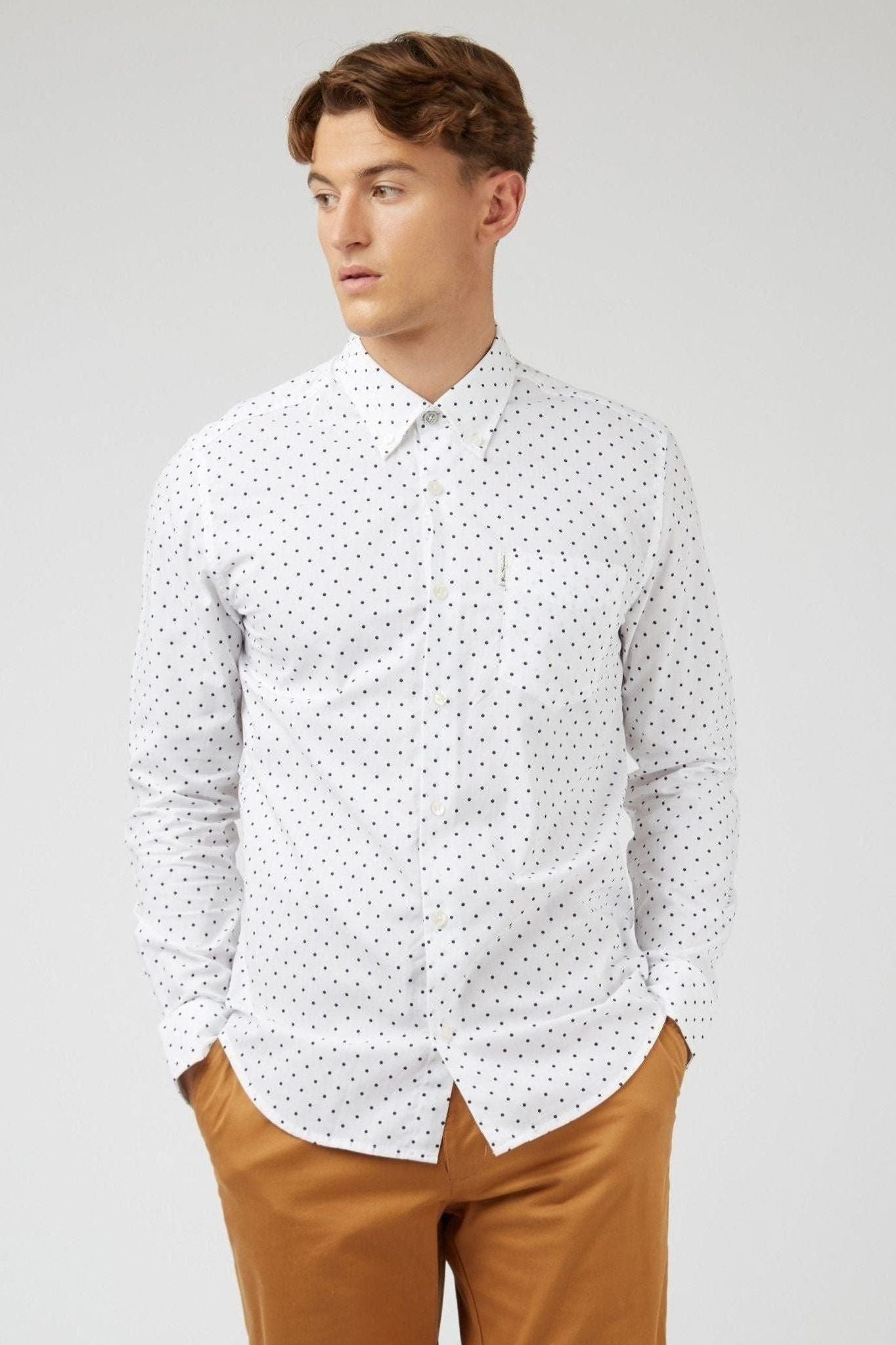 Polka Dot Print Shirt (Regular Fit) - White