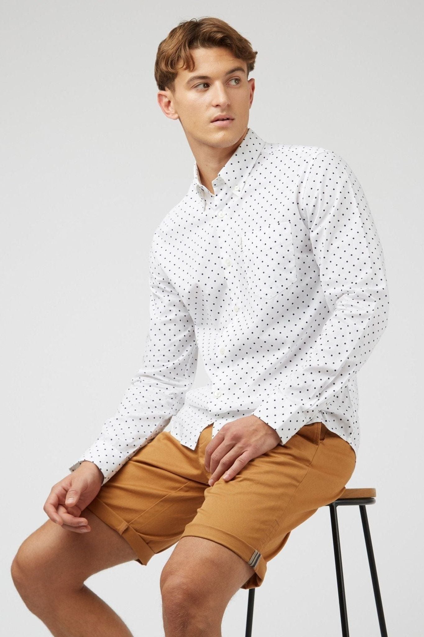 Polka Dot Print Shirt (Regular Fit) - White