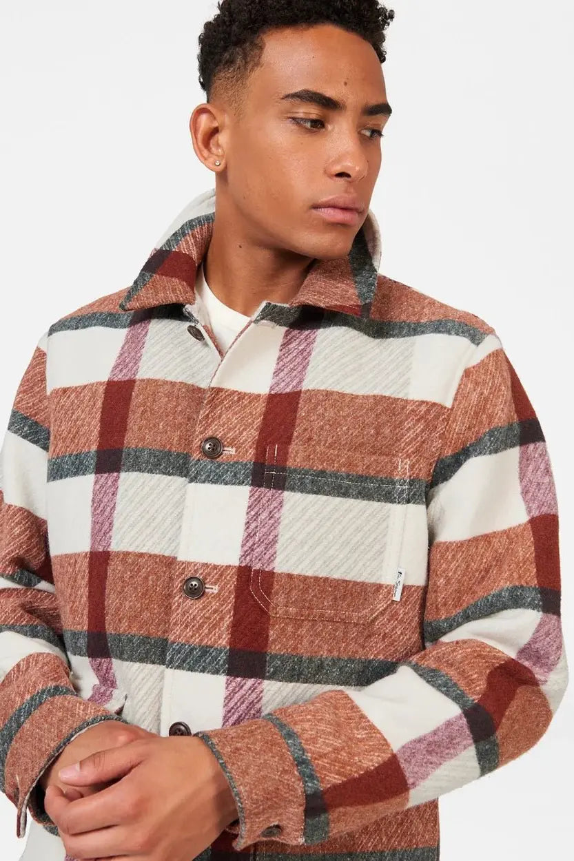 PLAID WORKERS JACKET - BURNT ORANGE