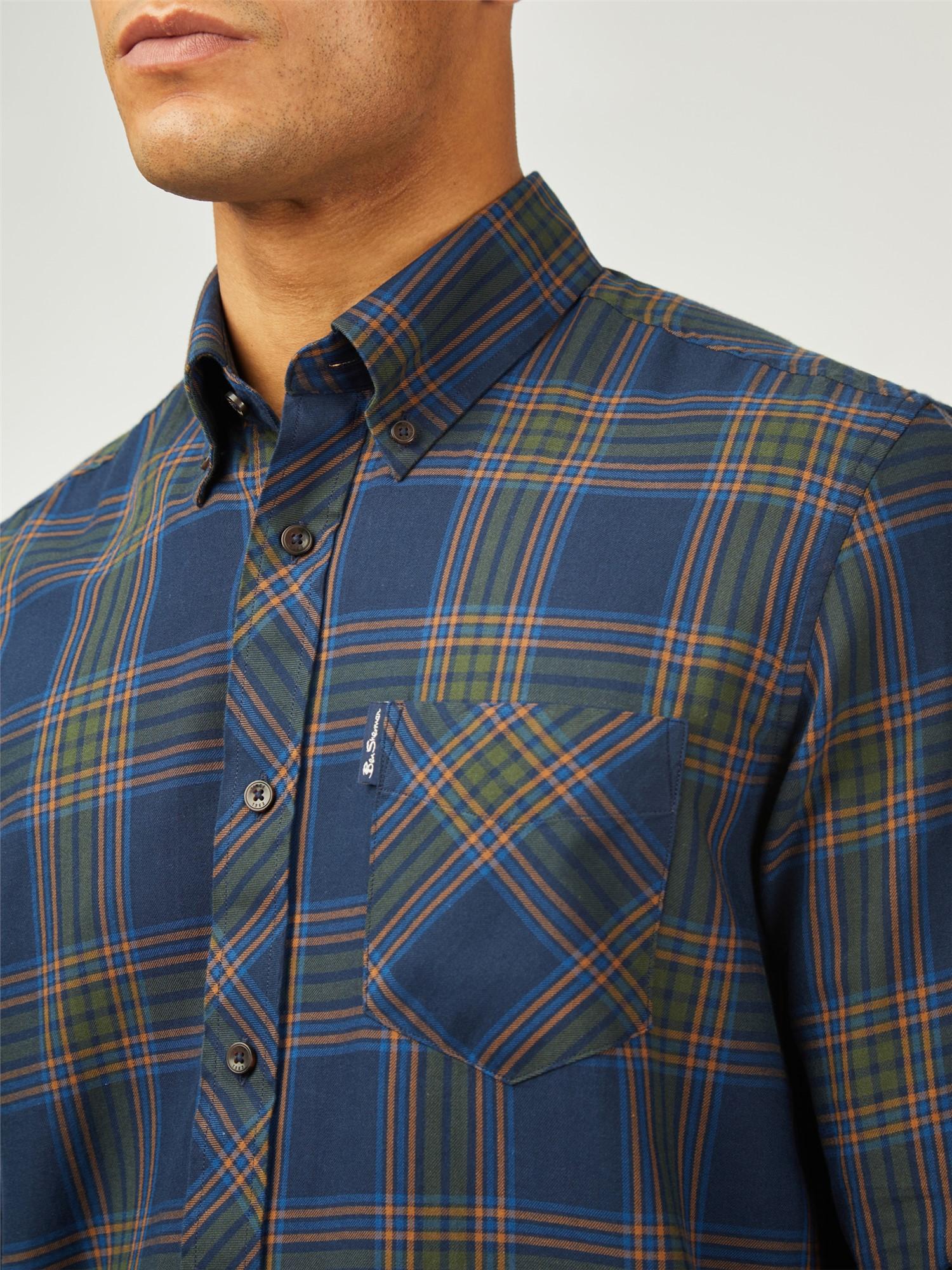 Grid Check Long Sleeve Shirt - Dark Navy