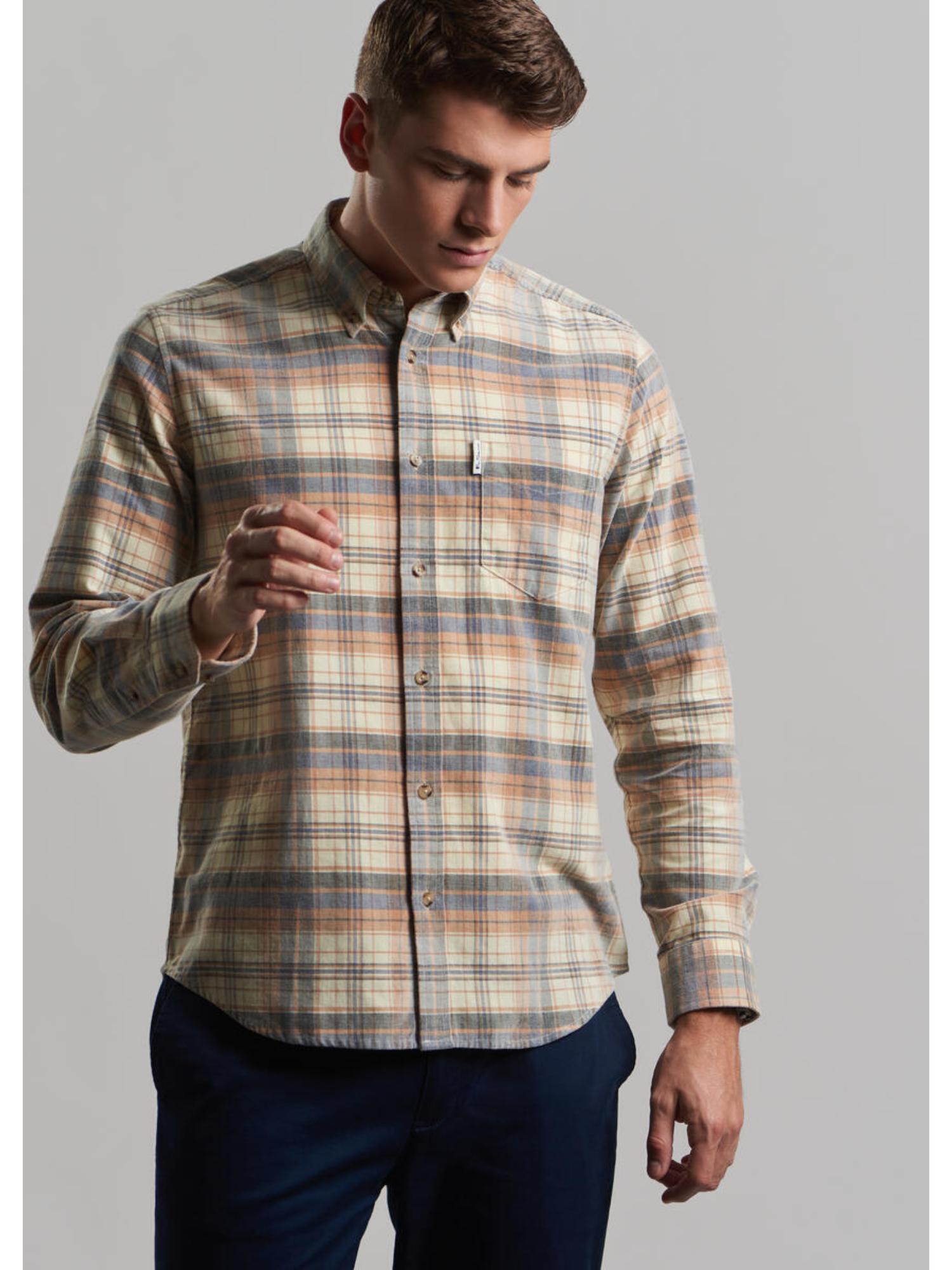 Corduroy Long Sleeve Check Shirt - Ivory