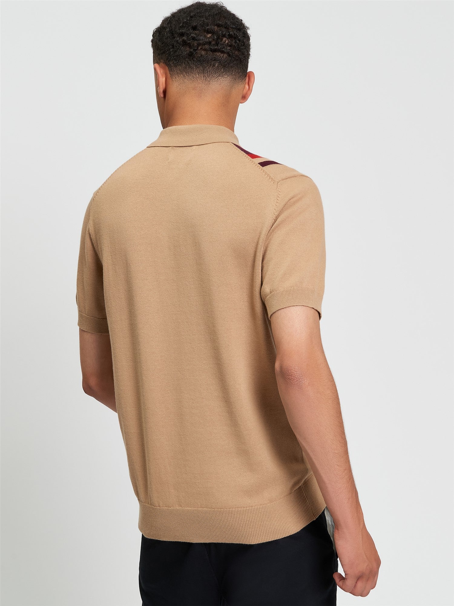 Vertical Stripe Polo in Sand