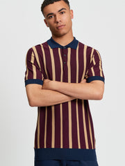 Raised Stripe Polo in Dark Wine