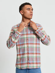 Brushed Crepe Check Shirt in Fog