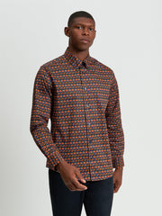 Retro Print Long Sleeve Shirt
