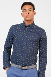 Stipple Print Shirt - Dark Navy