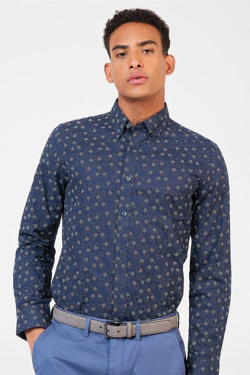 Stipple Print Shirt - Dark Navy