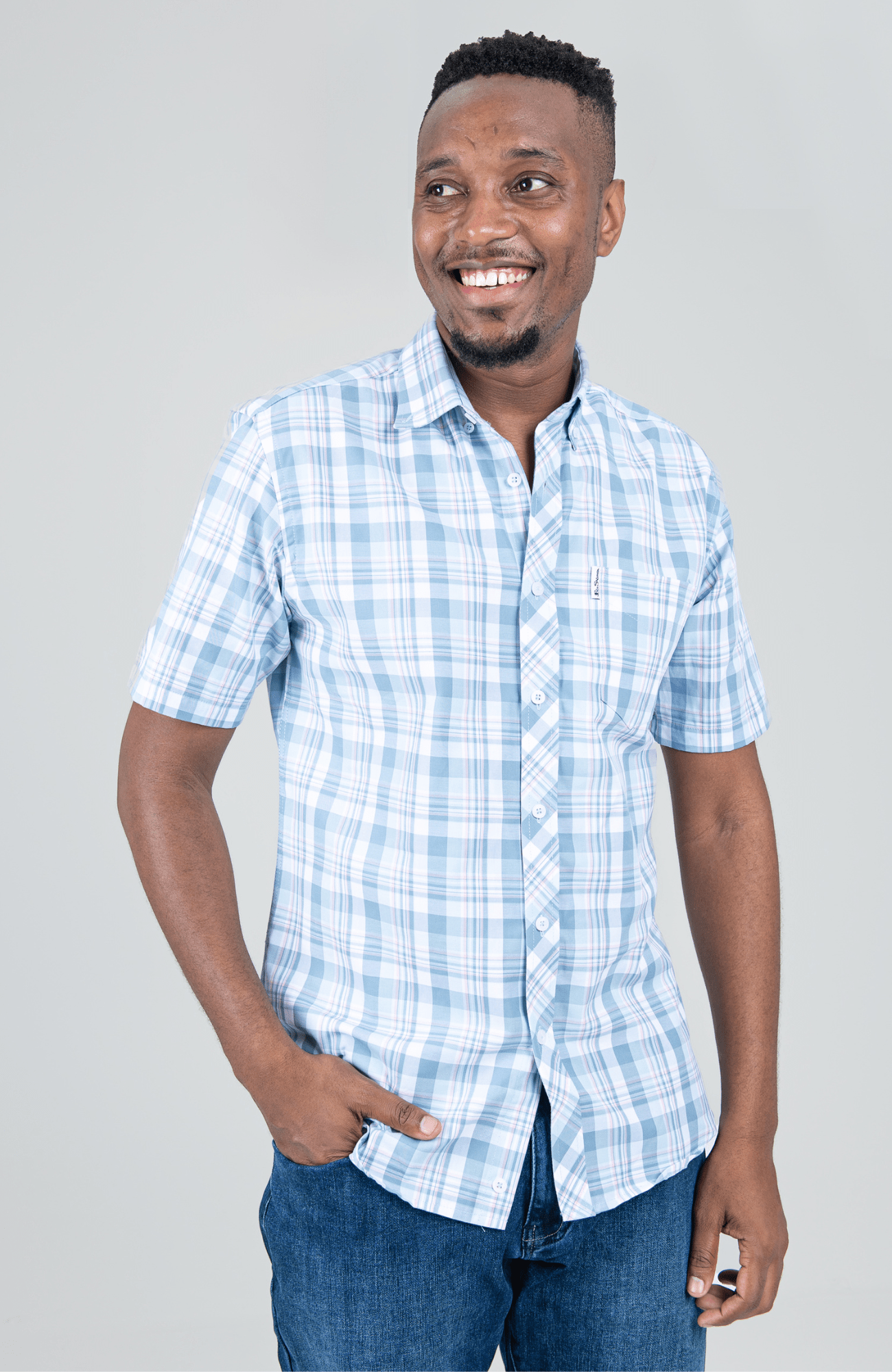 Check Short Sleeve Shirt - Airforce Blue