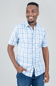 Check Short Sleeve Shirt - Airforce Blue