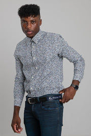 Ditsy Floral Print Shirt - Navy