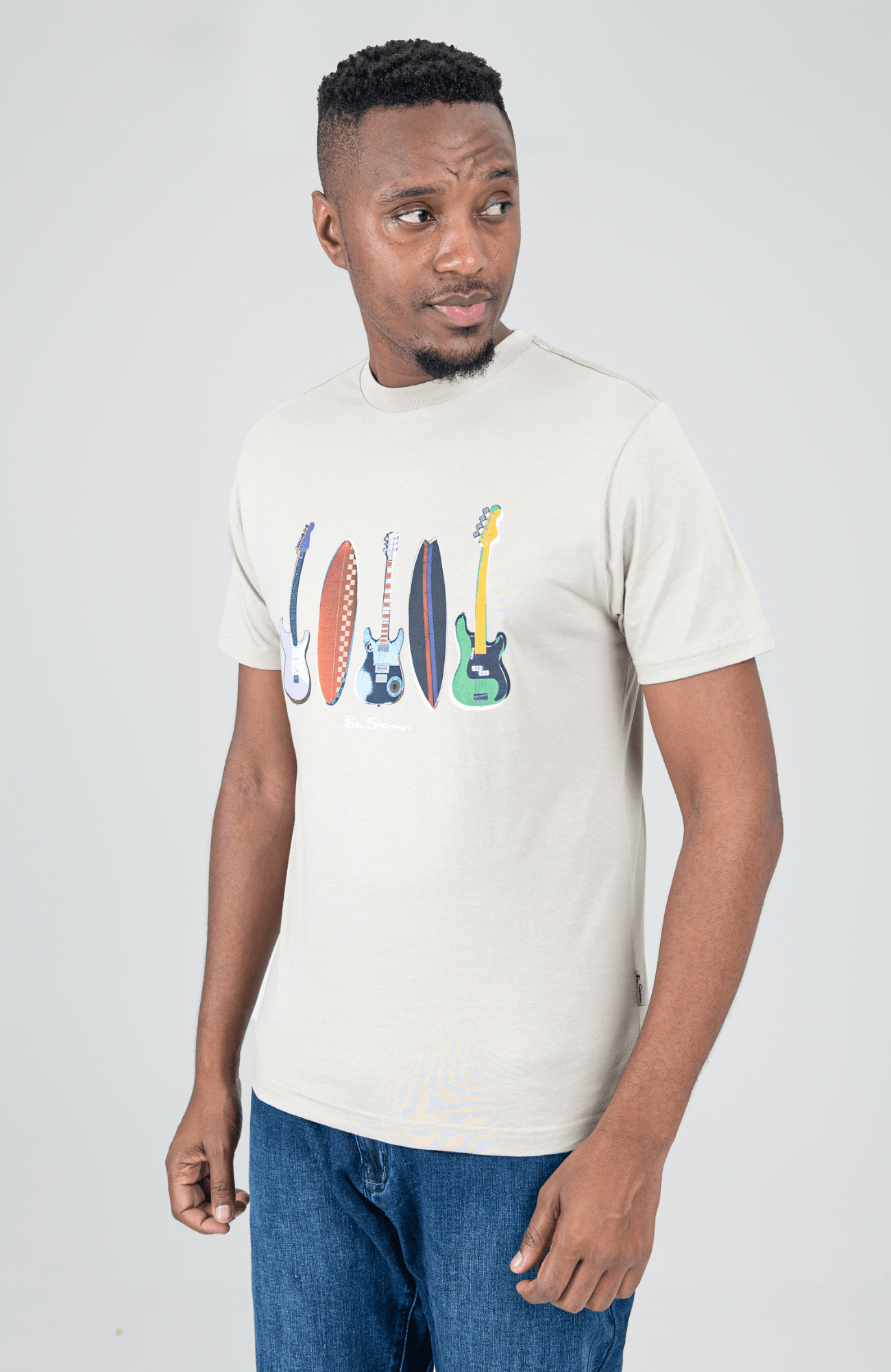 Surf and Guitar Tee - Sustained Grey
