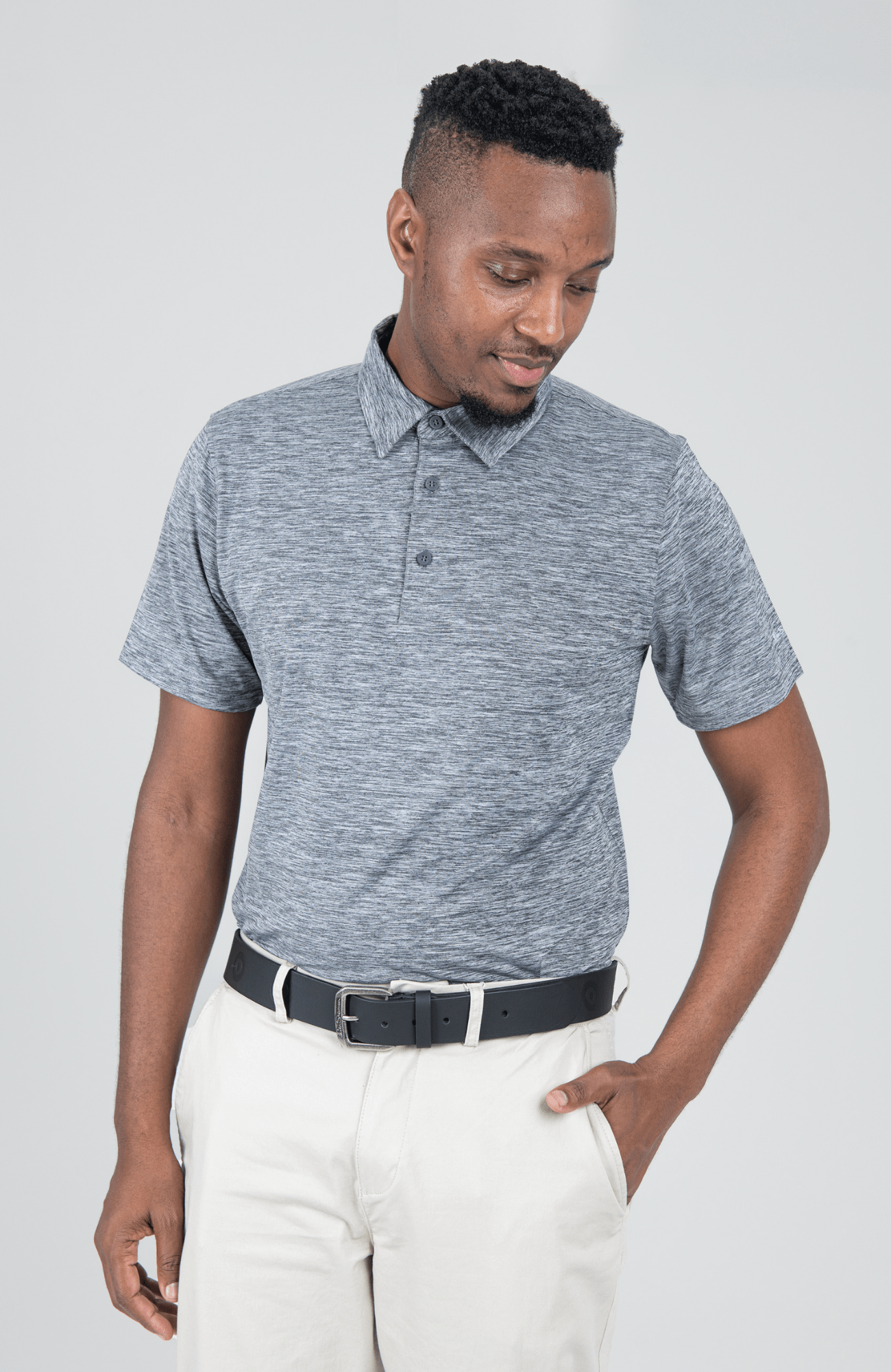 Heather Polo SS Sports Fit - Charcoal