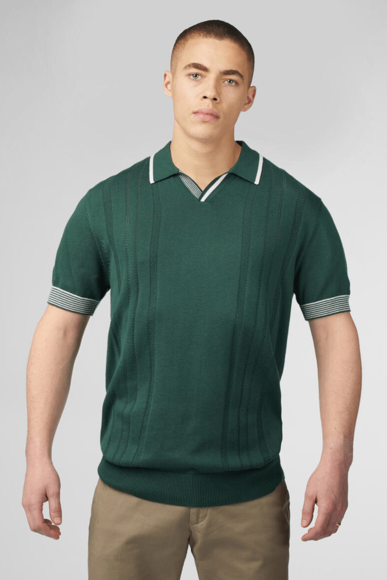 OPEN NECK POLO - GREEN