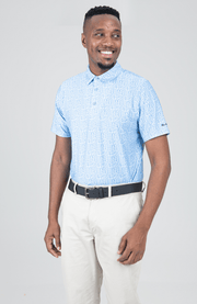 Watercolor Geo Polo SS Sports fit - Light Blue