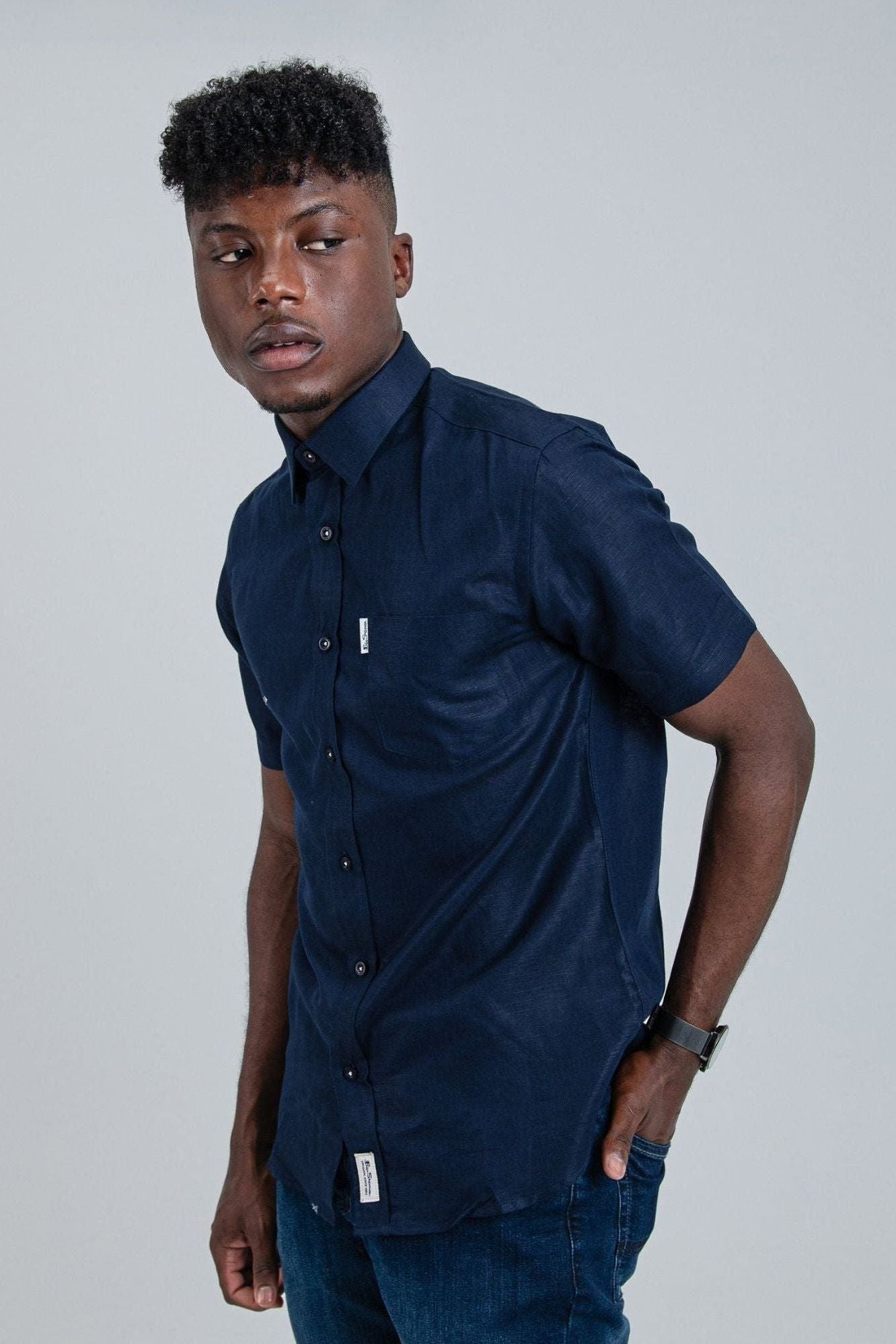 Linen Shirt Short Sleeve – Navy | Ben Sherman South Africa