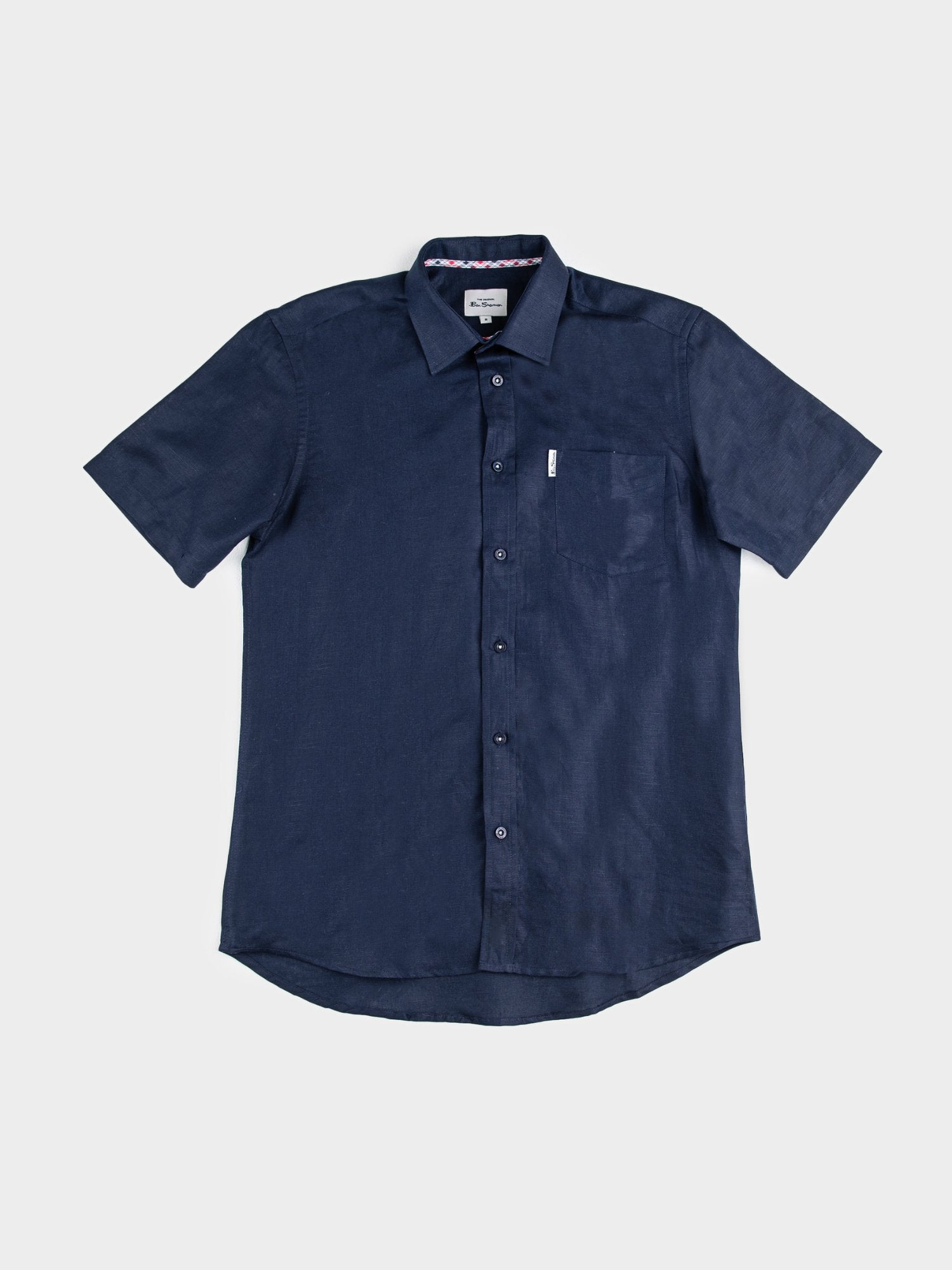Men's Navy Linen Short Sleeve Shirt | Ben Sherman South Africa