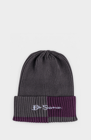Color Block Beanie – Grey / Cherry Lacquer