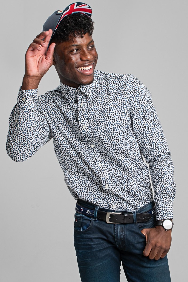 Ditsy Floral Print Shirt - Navy