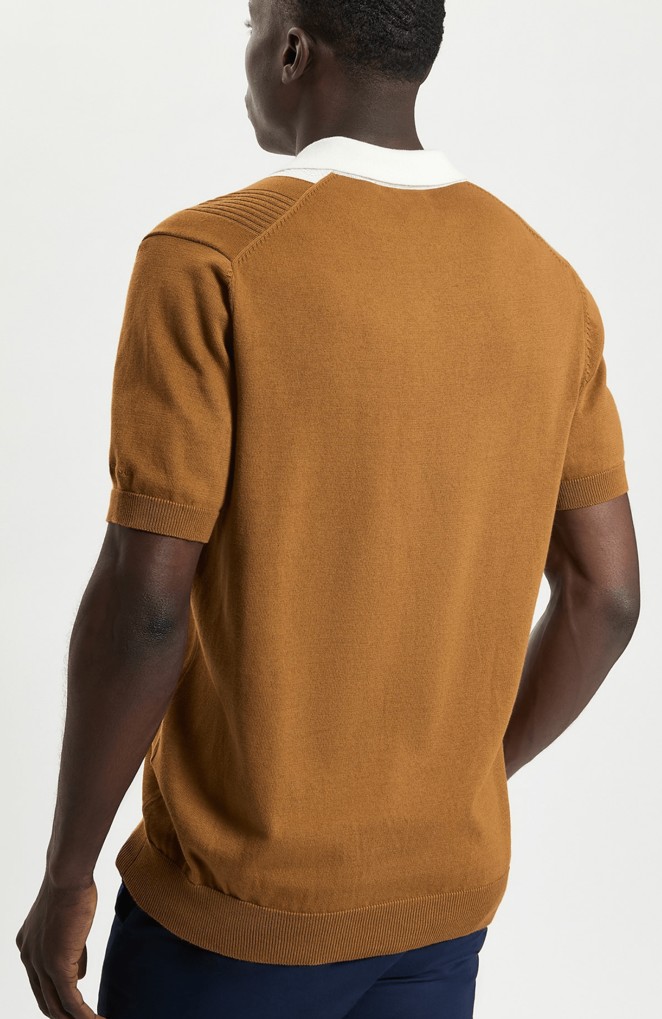 Textured Block Stripe Knitted Polo