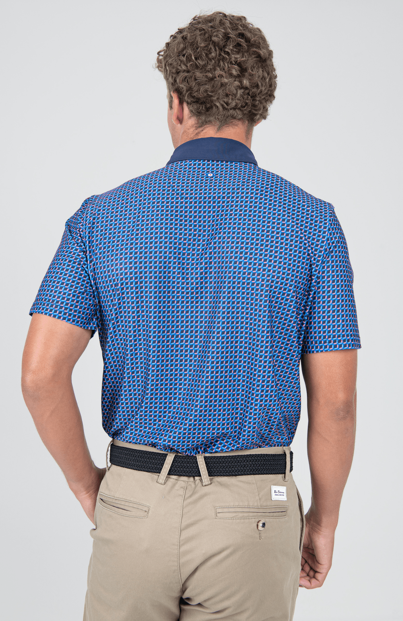 Retro Geo Polo SS Sports Fit - Coral