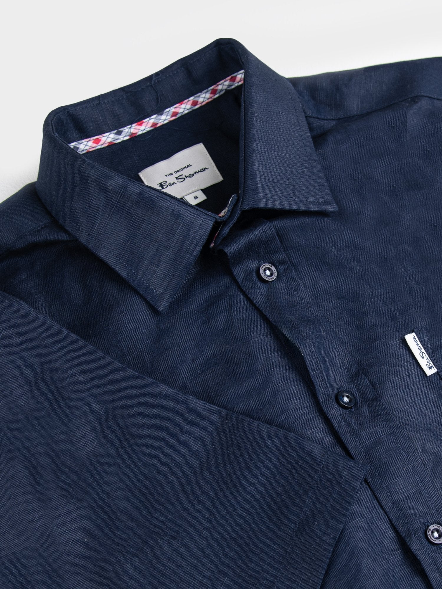 Men's Navy Linen Short Sleeve Shirt | Ben Sherman South Africa
