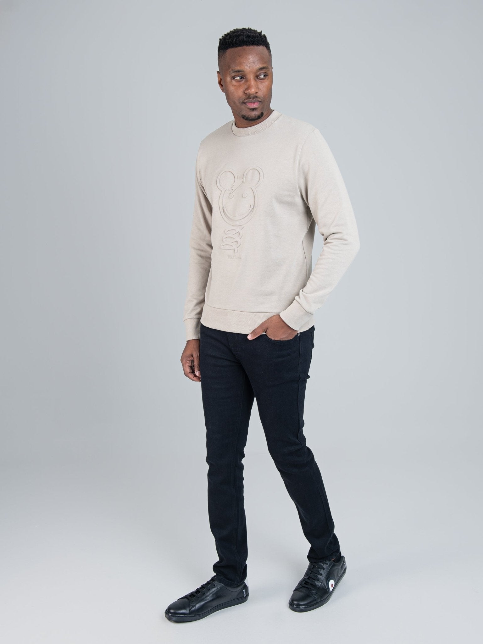 Ben Sherman Embossed 3D Happy Bear Crew Sweater – Sustained Grey