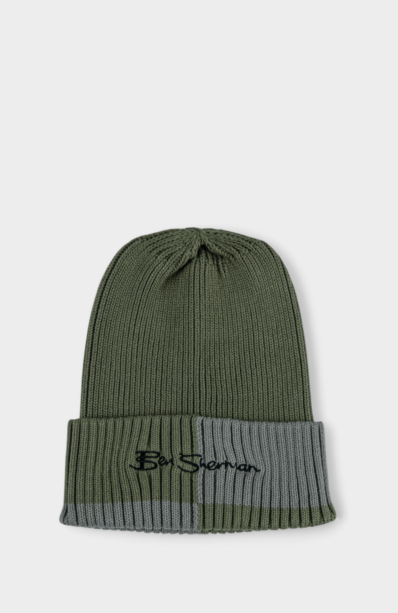 Color Block Beanie – Olive Night / Stone