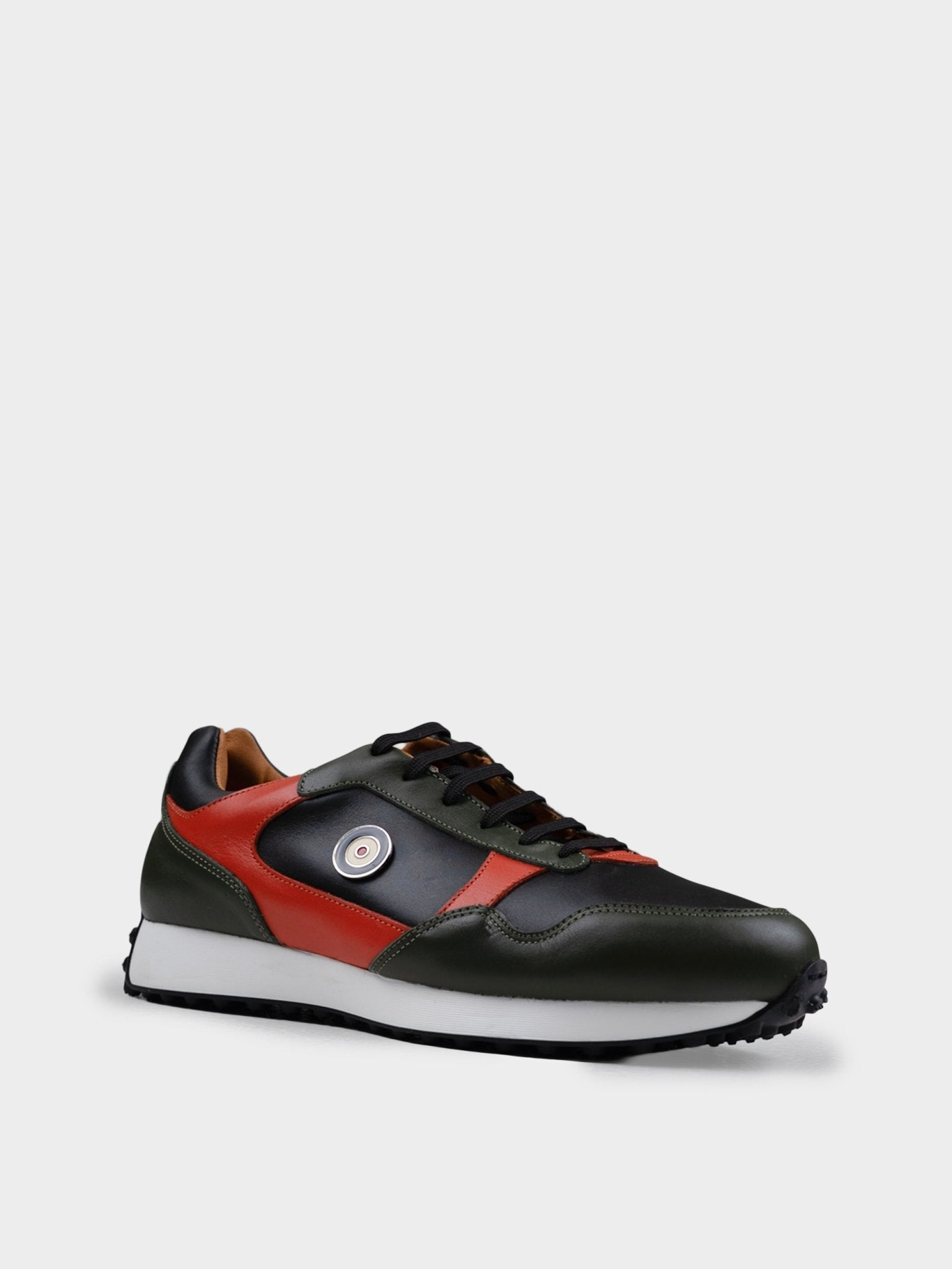 ARTHUR LEATHER SNEAKER - OLIVE / CORAL