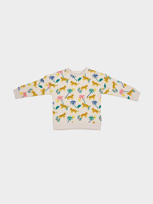 KIDS LEOPARD IN JUNGLE AOP CREW SWEAT