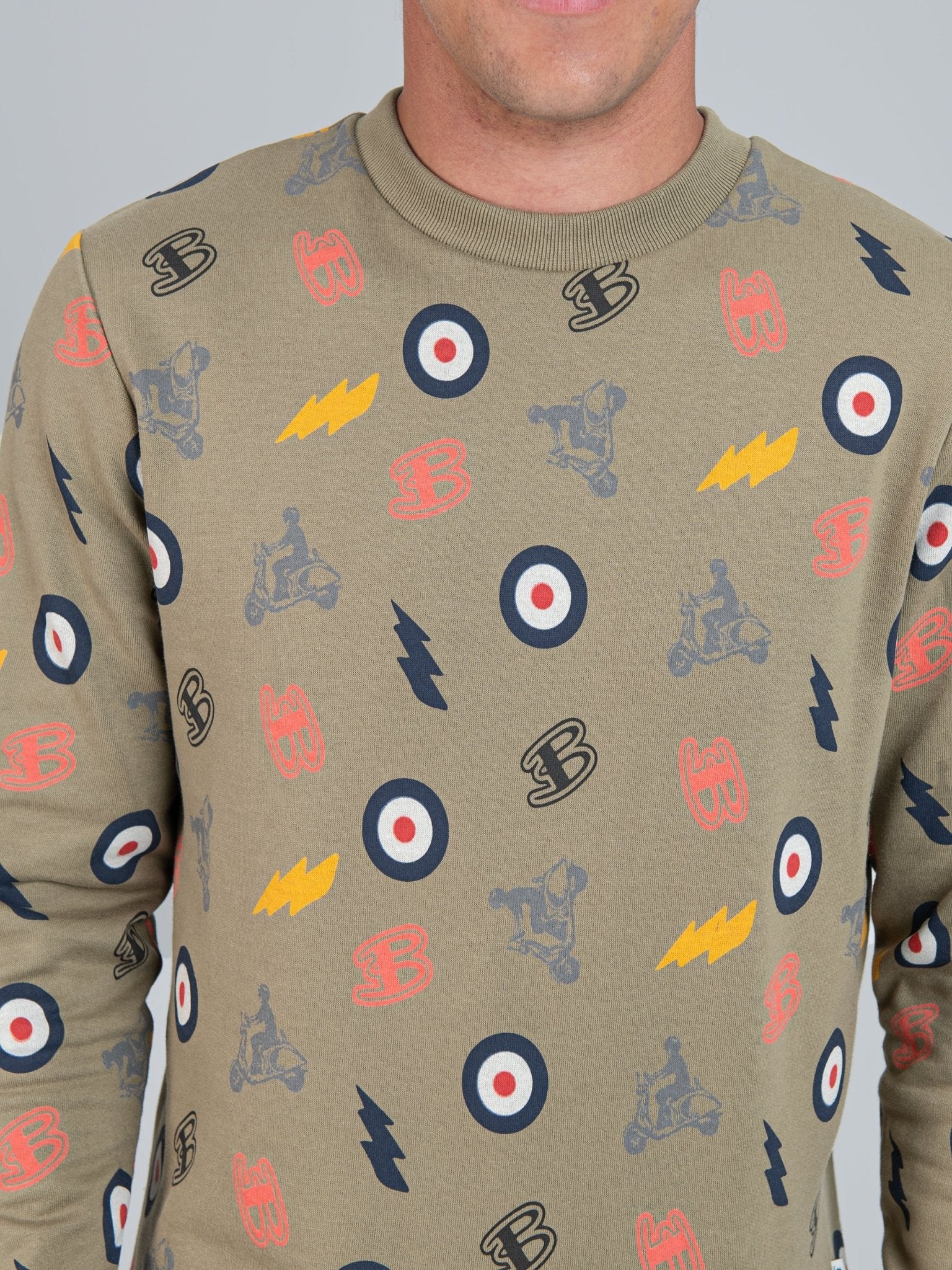 All over print crew sweater - Olive