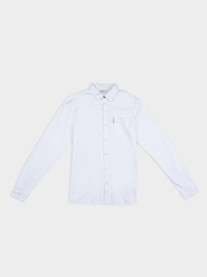 Double Knit Interlock Long Sleeve Shirt - White