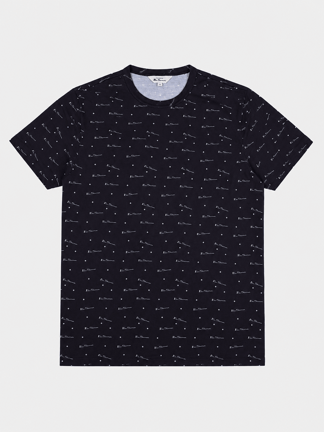 Ben Sherman All Over Print T-Shirt in Black - front view with all-over branded logo print