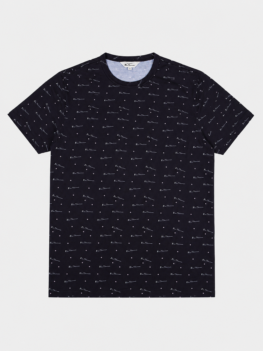Ben Sherman All Over Print T-Shirt in Black - front view with all-over branded logo print
