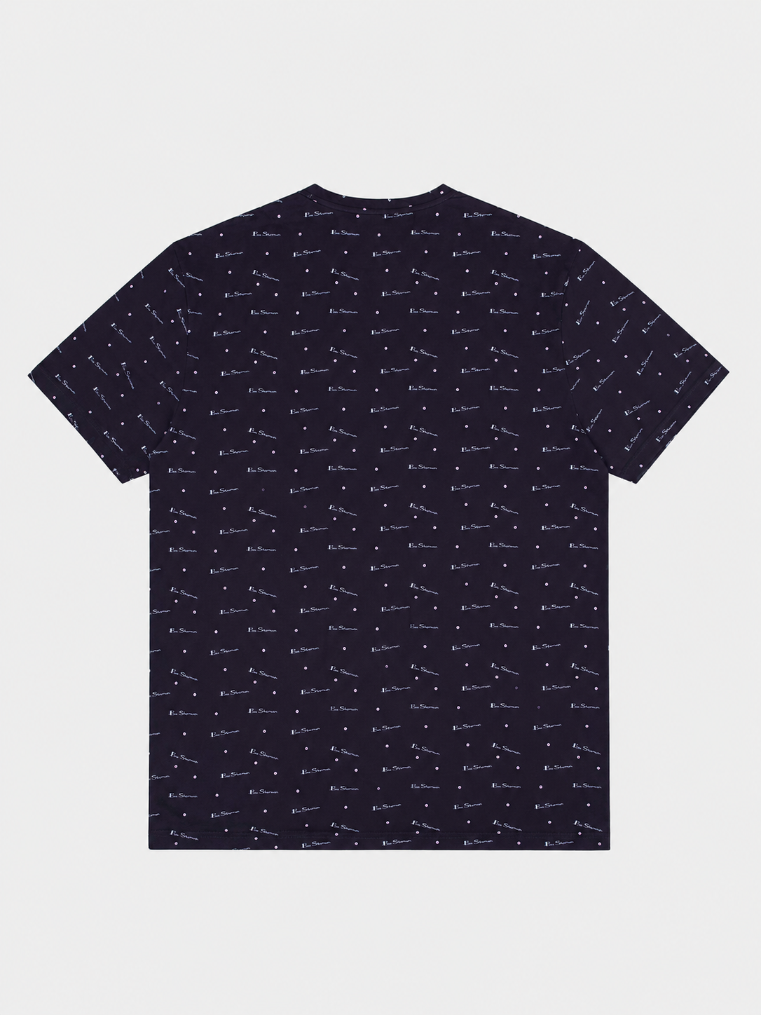 Ben Sherman All Over Print T-Shirt Black - back view flat lay showing full all-over branded logo print design