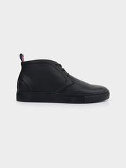 Ben Sherman Brighton grain leather boot in black, side profile view