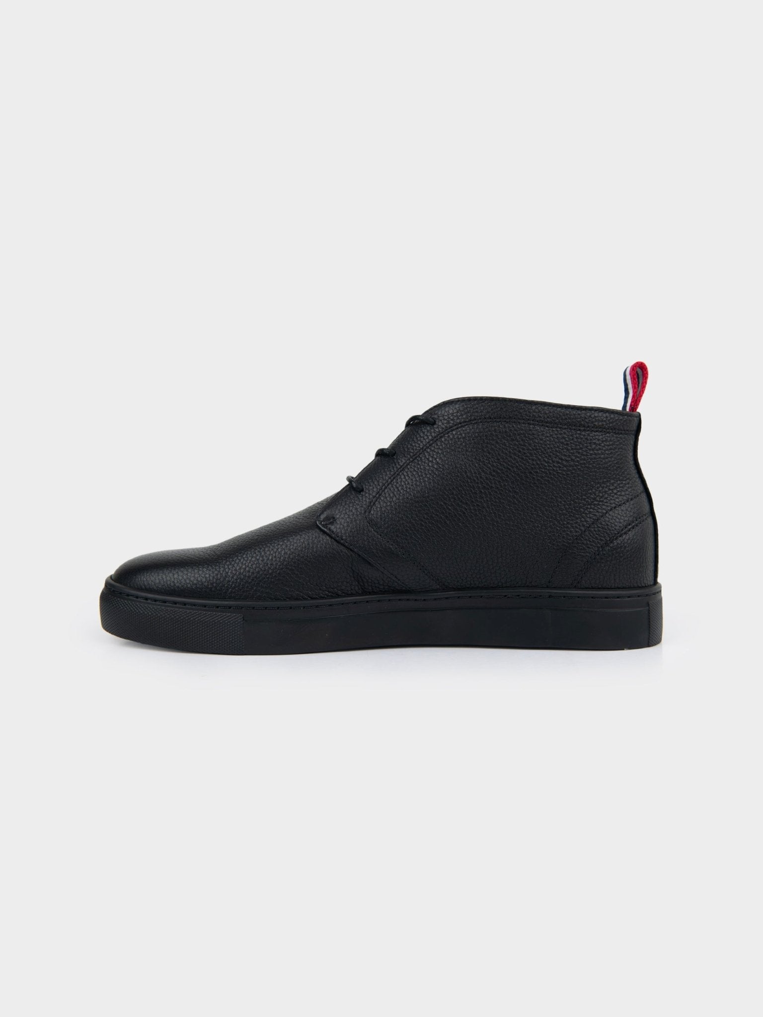 Ben Sherman Brighton grain leather boot in black, inner side view with heel tab