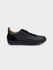 Ben Sherman Henry leather suede lace-up sneaker in black, side profile view