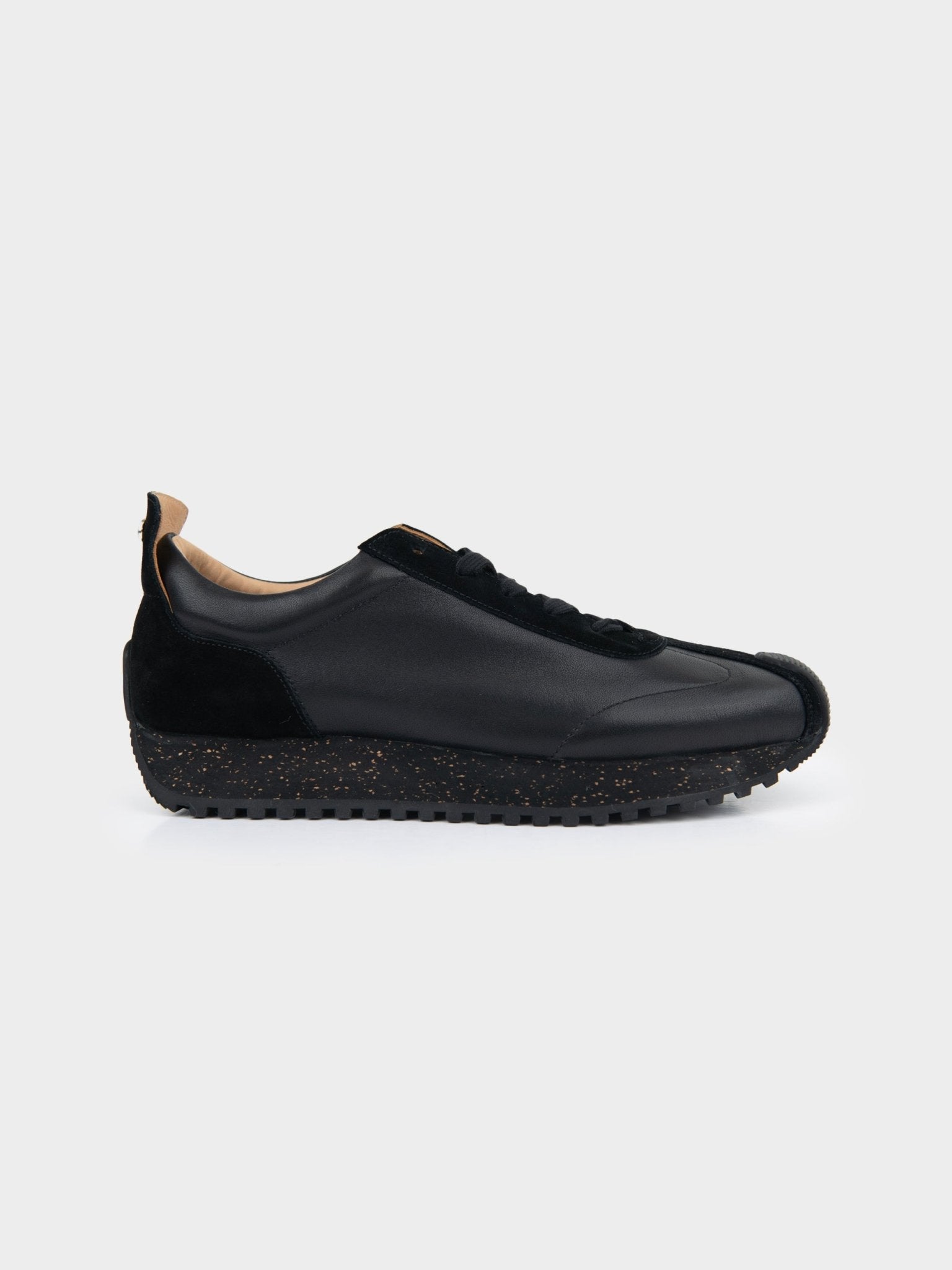 Ben Sherman Henry leather suede lace-up sneaker in black, side profile view