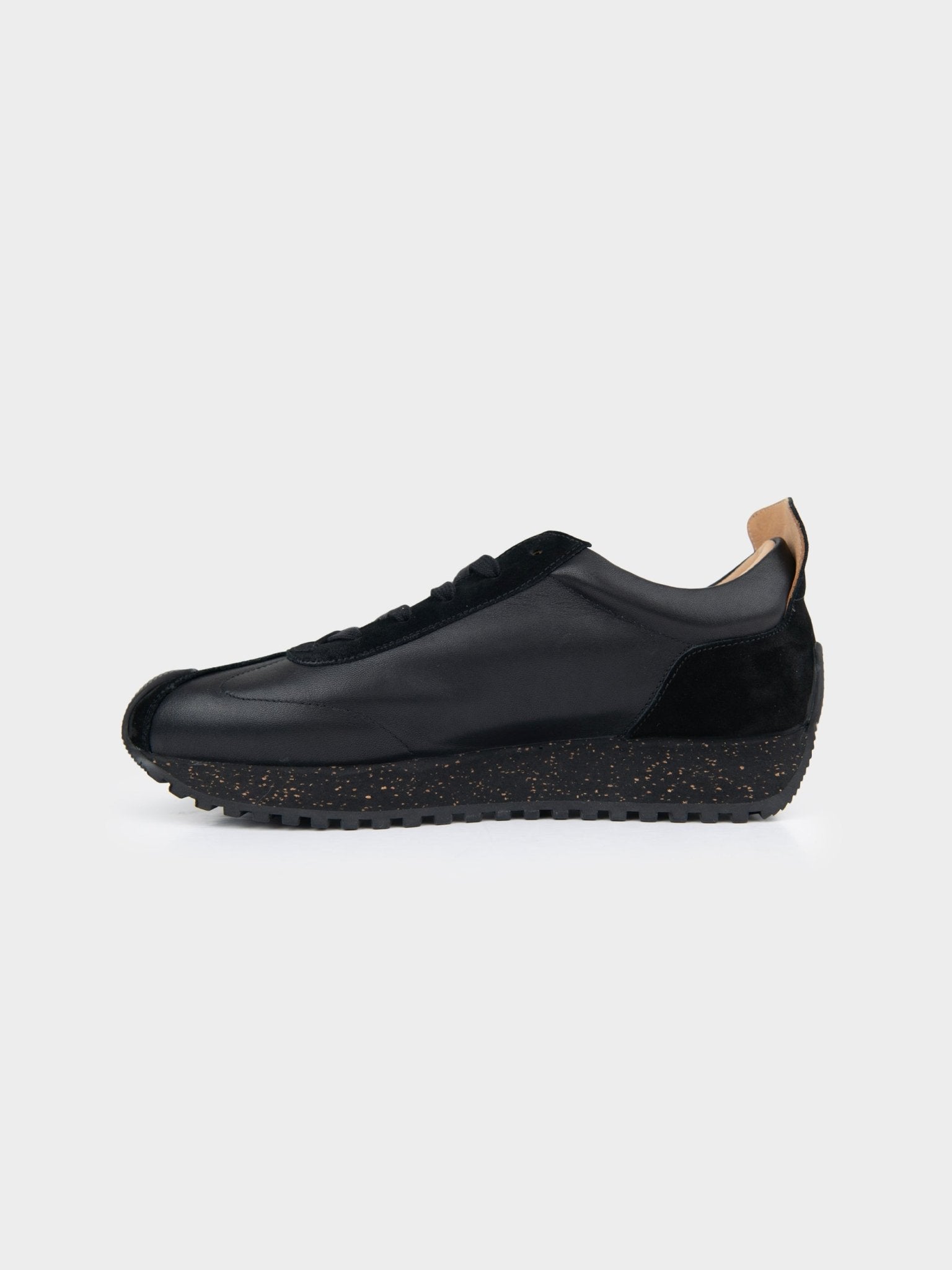 Ben Sherman Henry leather suede lace-up sneaker in black, inner side view