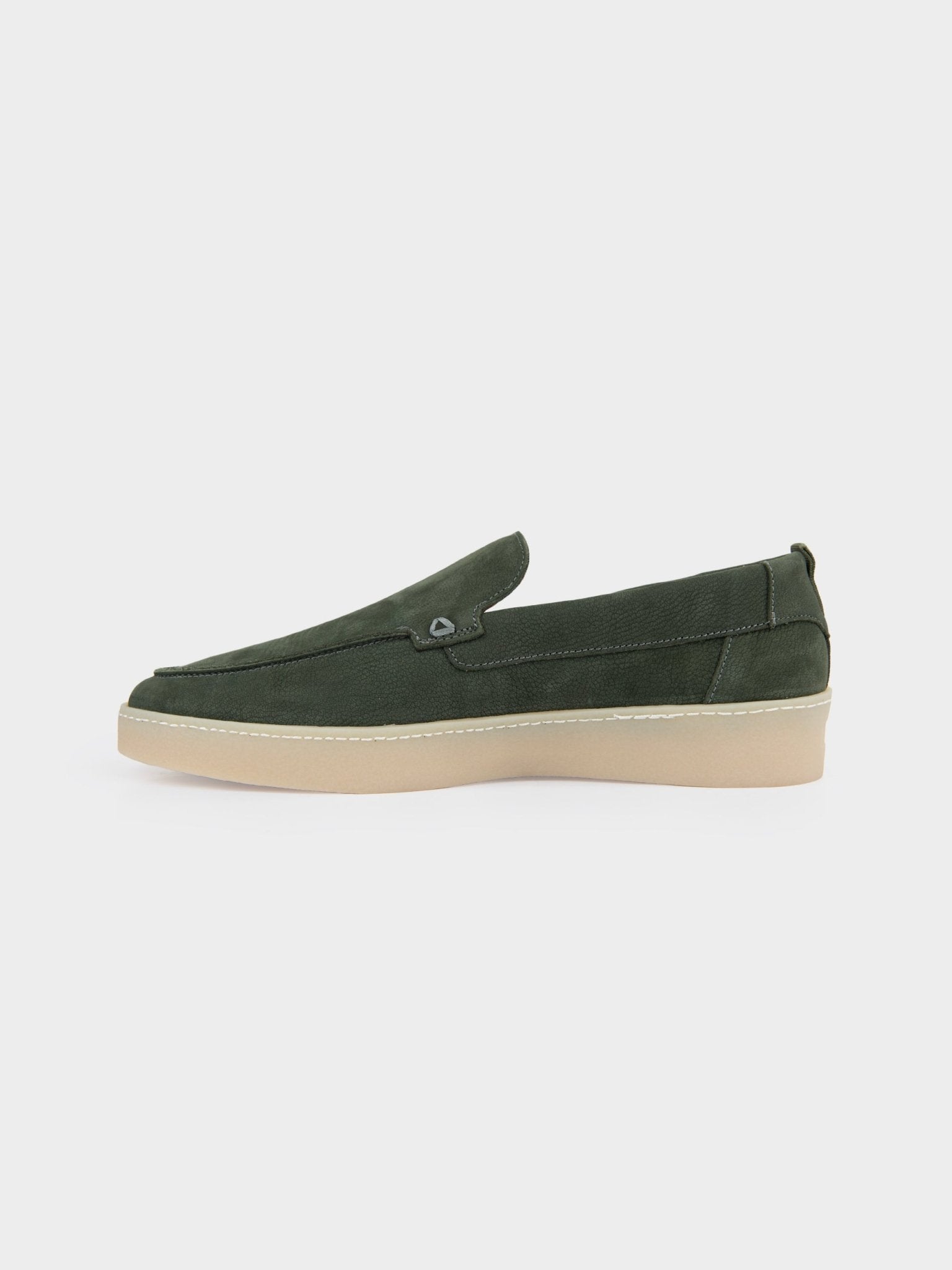 Ben Sherman William olive suede slip-on loafer – inner side profile