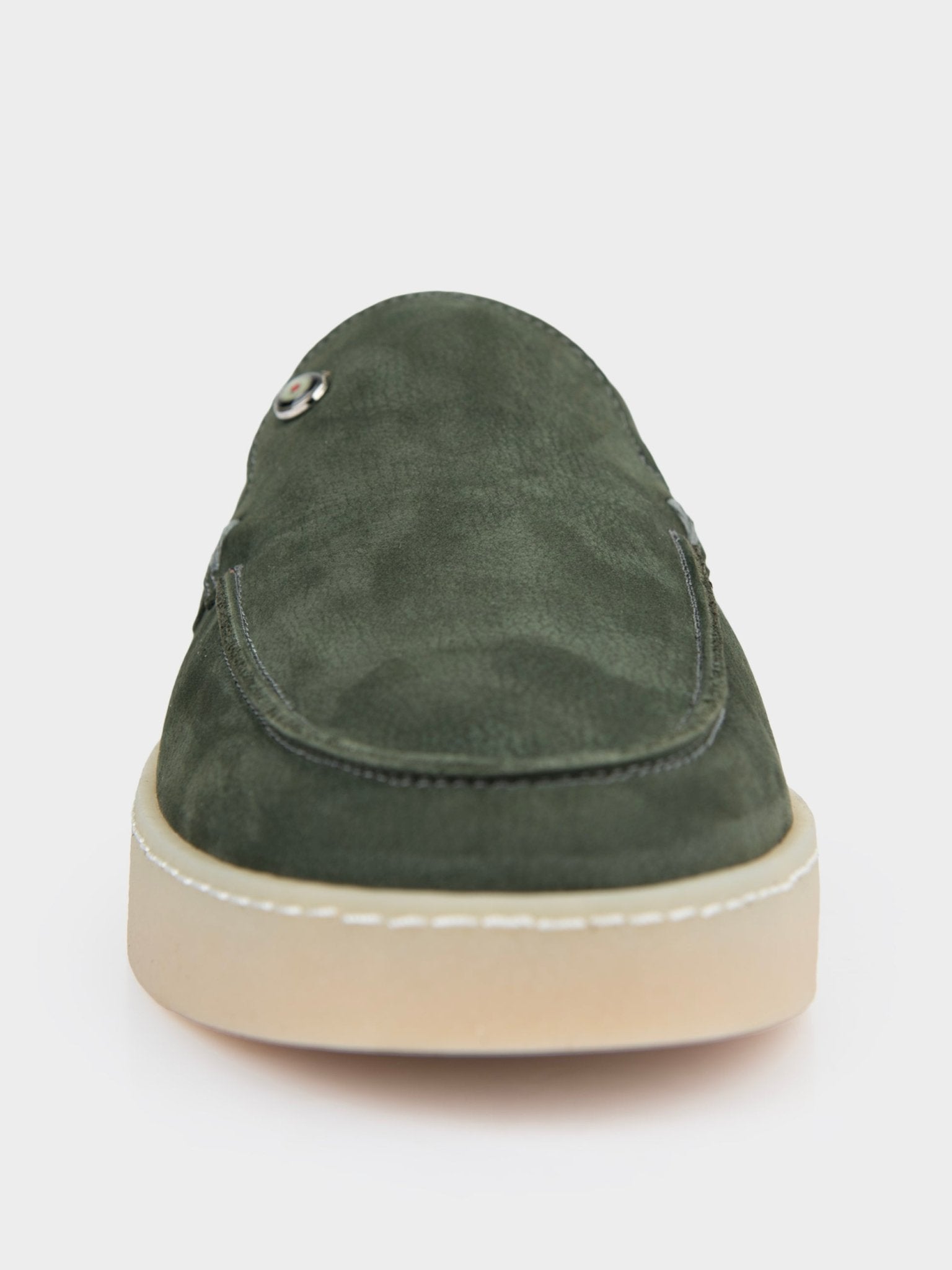 Ben Sherman William olive suede slip-on loafer – front-on view