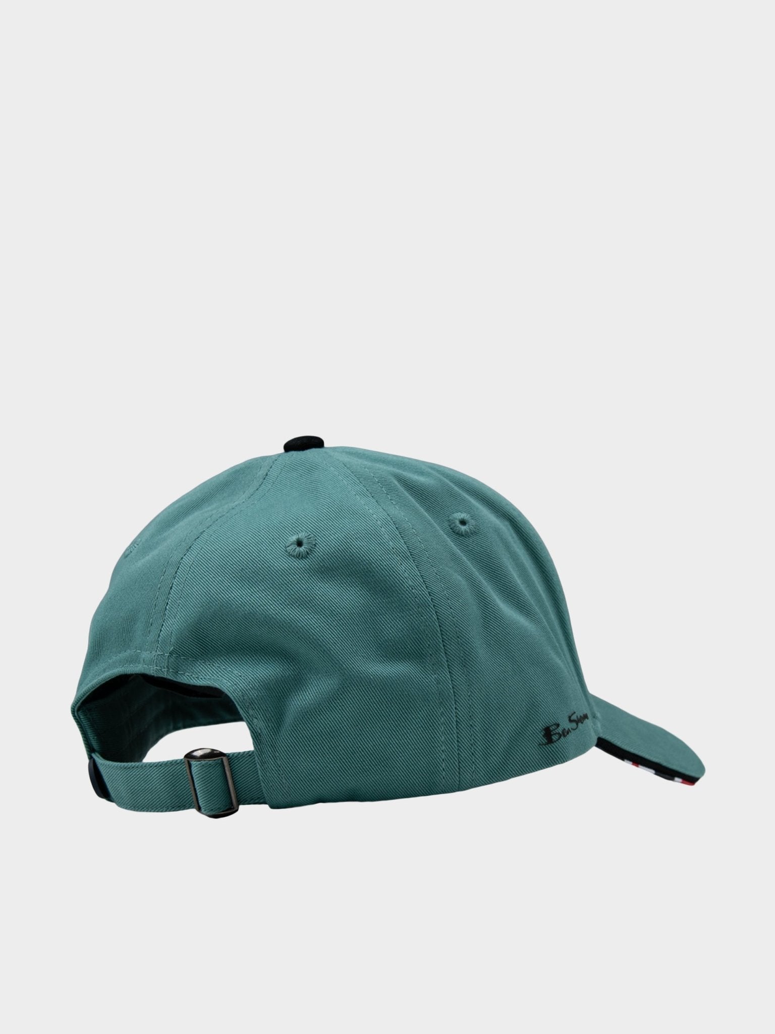 Back view of Ben Sherman Adult Targy Peak Cap in Aqua Teal showing adjustable hook/loop strap