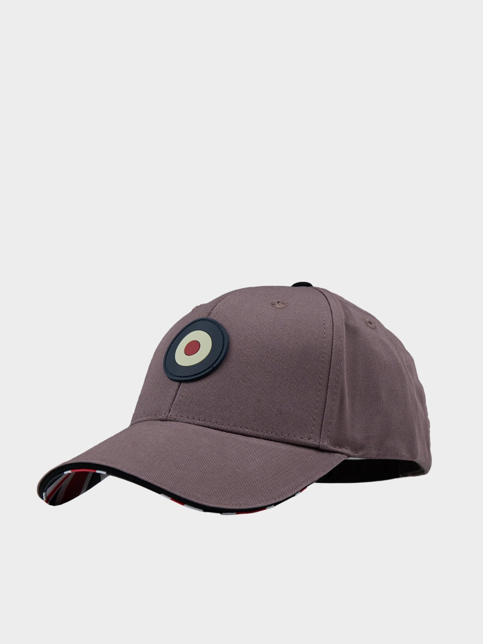 Ben Sherman Adult Targy Peak Cap in Cocoa Powder with rubberized Target emblem and adjustable fit