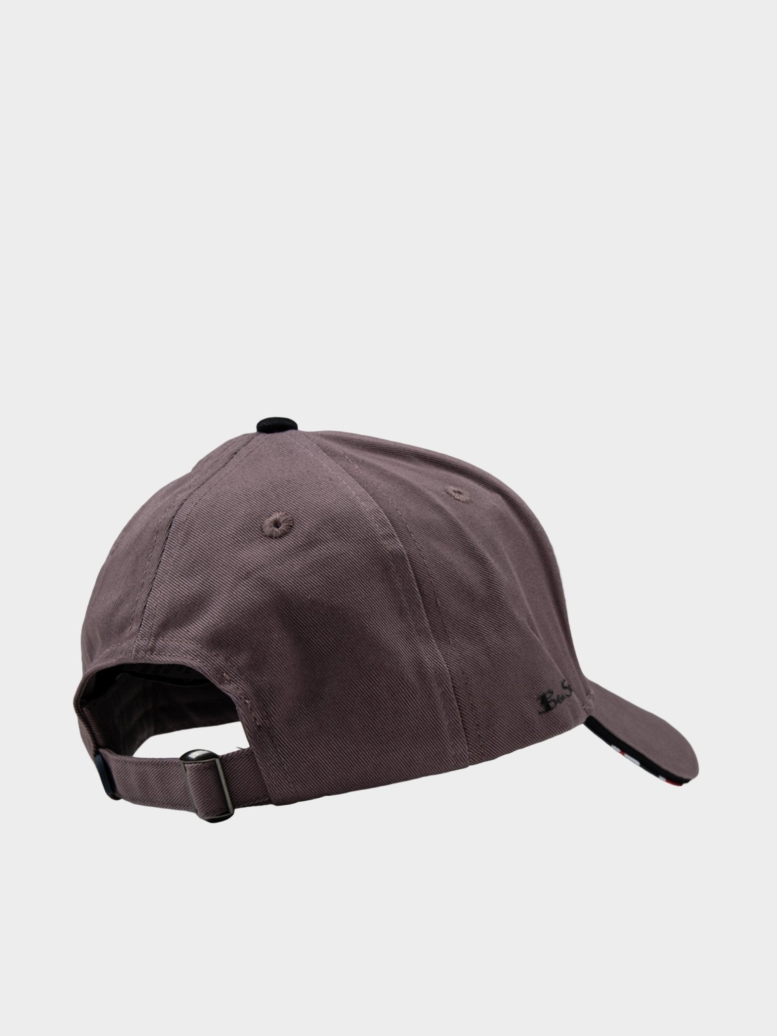 Back view of Ben Sherman Adult Targy Peak Cap in Cocoa Powder showing adjustable hook/loop strap