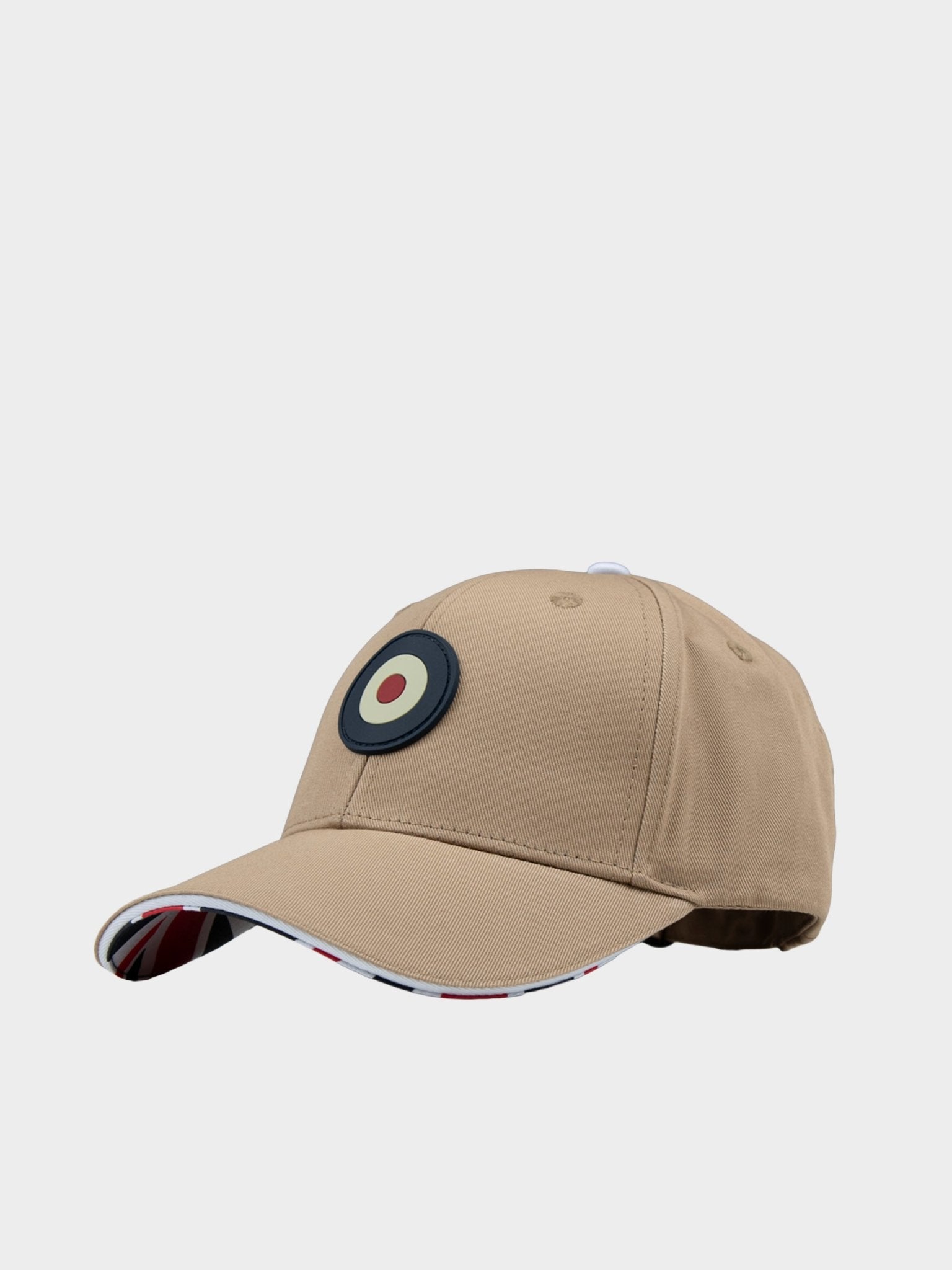 Ben Sherman Adult Targy Peak Cap in Cornstalk with rubberized Target emblem and adjustable fit